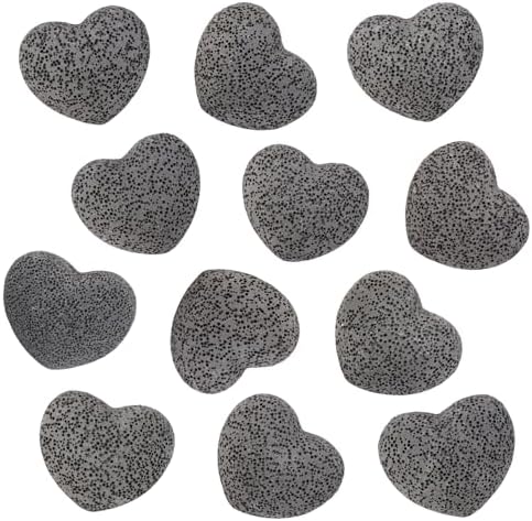 rockcloud 5 PCS 1.7" Black Lava Rock Stone Heart Shape Pocket Stones