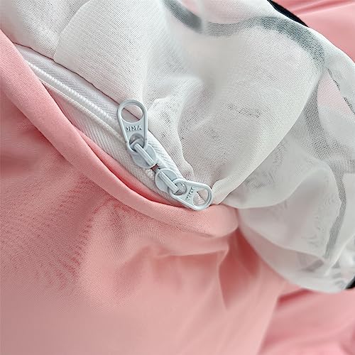 IHOUSTRIY Pink Duvet Cover Full Size, Ruffle Beddding Set with Bowtie, 3 Pieces Comforter Cover Set with Zipper Closure, Girl Bedding with Pillowcase - Light Pink, Full, Comforter Not Included