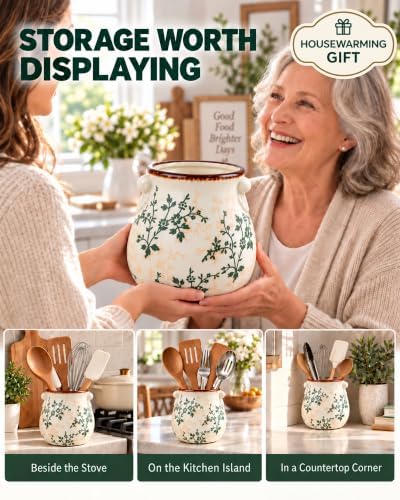 OTHIX Large Kitchen Utensil Holder, Ceramic Utensil Crock