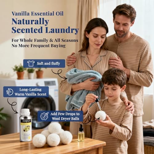 HIQILI Vanilla Essential Oil Bulk, Strong Scent for Candle Soap Making