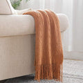 BOURINA Almond Throw Blanket 60x80 Inch Boho Knit Soft Throw Sofa Blanket