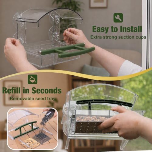 Kingsyard Window Bird Feeder with 4 Extra Strong Suction Cups