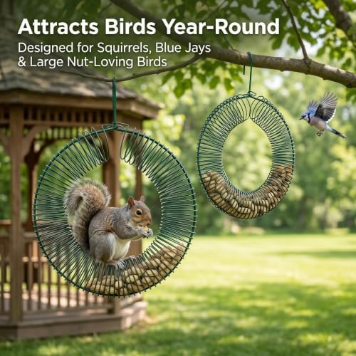 ROSSGO Pack of 2 Peanut Bird Feeder, Outdoor Peanut Wreath Bird Feeder