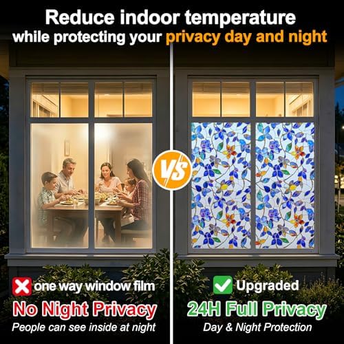 24H Privacy Heat Insulation Static Cling Decorative Glass Film24x78.7in