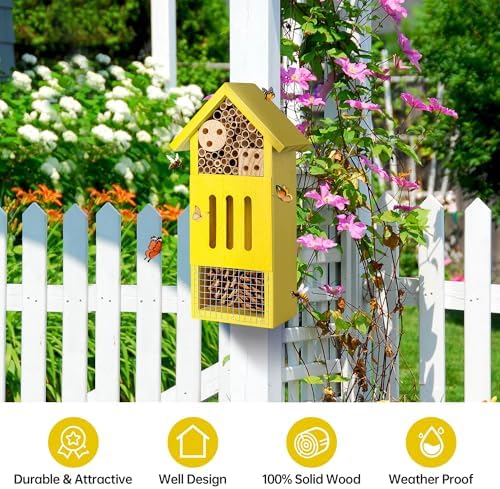 UUMENHA Bee House Bug Hotel & Butterfly House, Wooden Ladybug House
