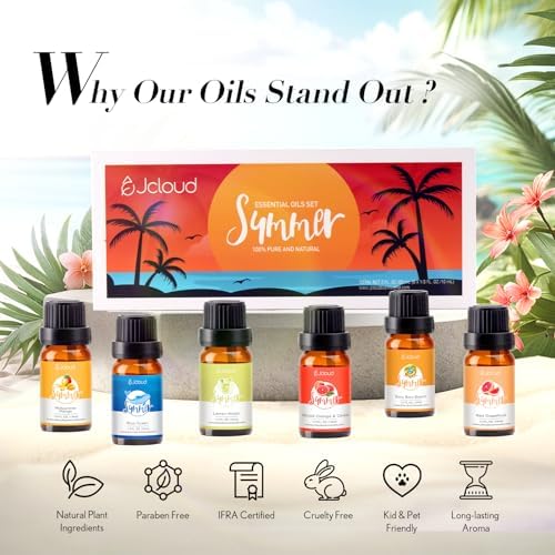 JCLOUD Summer Fragrance Oils Set, 6x10mL