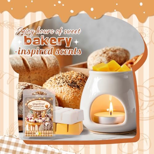 Bakery Scented Wax Melts, 8 Pack Fall Soy Wax Cubes Autumn Strong Scent Tarts for Warmer - Pumpkin Pie, Vanilla Almond Biscuit, Toasted Coconut, Frosted Donut,Gingerbread Caramel,Cream Cupcake