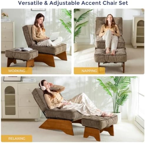 MAXYOYO Accent Chair with Ottoman, Lounge Chair with Adjustable Backrest
