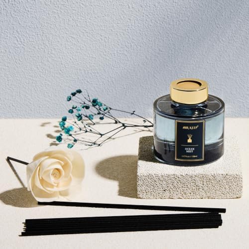 Airkeep Flower Reed Diffusers Set, 5.07 oz Ocean Mist Scented Oil Diffuser with 8 Reed Sticks, Home Fragrance Diffuser Gift Set for Bathroom & Office Decor 150ml