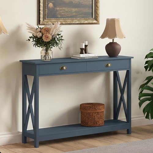 ChooChoo Console Table with Drawer for Entryway with Stable X Supports