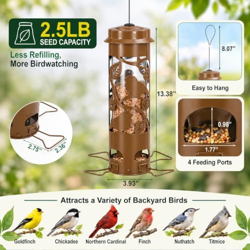 FEED GARDEN Squirrel Proof Bird Feeder for Outdoors Hanging, 2.5LB Capacity