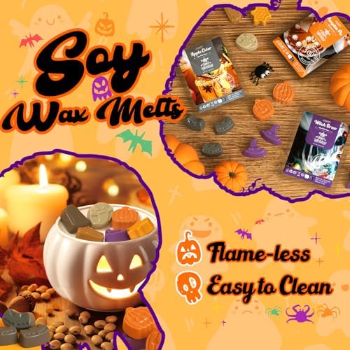 SALUBRITO Halloween Scented Wax Melts, Strong Scented Soy Wax Cubes/Tarts Variety Set for Fall- Pumpkin Pie, Caramel Apple, Caramel Corn, Apple Cider, Snickerdoodle, Candy Corn, Autumn Air, Witch Brew