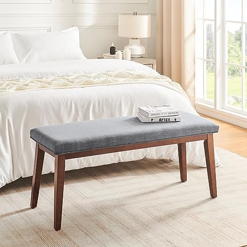 kinmars Entryway Bench for Bedroom End of Bed, 42.5", Grey