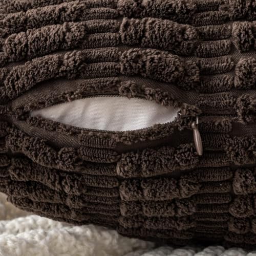 MIULEE Lumbar Corduroy Decorative Throw Pillow Covers 12x20 Dark Brown