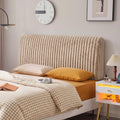 Pinmoco 4.7" Upholstered Modern Headboard for Queen Size Bed, Height Adjustable and Ergonomic Headboard, Easy Assemble, Sturdy and Durable, Faux Rabbit Fur, Light Camel