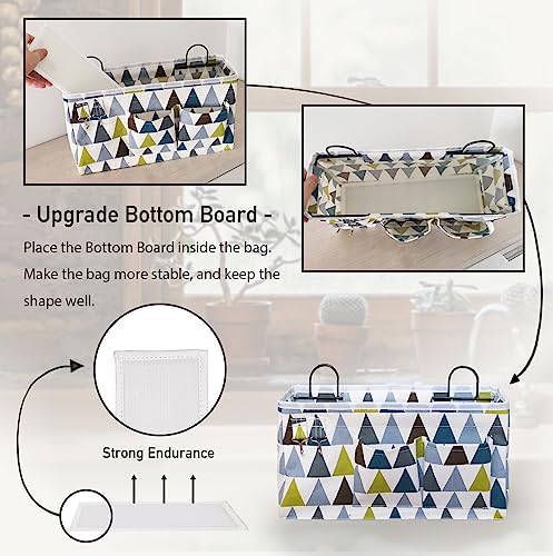 Kanrichu 2pcs Large Wall Hanging Organizer Bag, Linen Fabric Door Hanging Storage Baskets with Pockets, Waterproof Bin for Kitchen, Bedroom, Office, RV Camper (Colors)