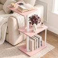 Faesun Swivel Side Table for Couch Arm, Adjustable C End Table for Recliner or Bed, Tv Trays with Storage Shelf for Small Spaces Small Nightstand Table for Living Room, Bedroom，Pink