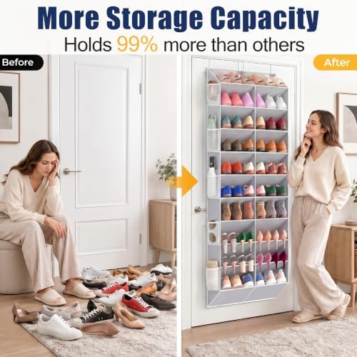 20-30 Pairs Over the Door Shoe Organizer with Side Mesh Pockets