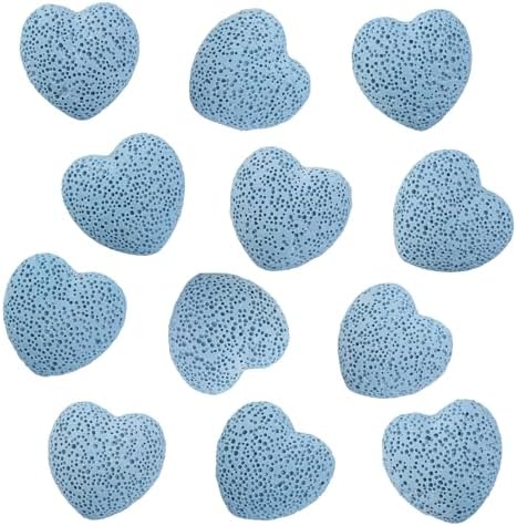 rockcloud 10 PCS 0.9" Bluelack Lava Rock Stone Heart Shape Pocket Stones