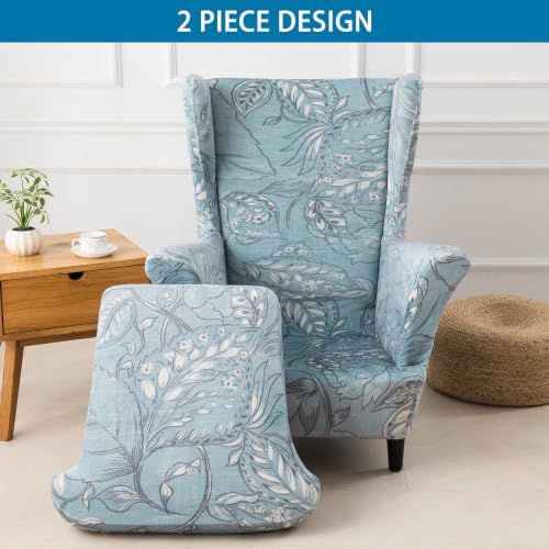 HZDHCLH Wingback Chair Slipcovers 2 Piece Velvet Stretch Washable Cover