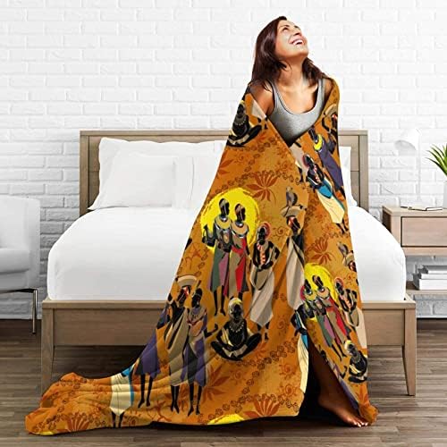 Black Women Fleece Throw Blanket Ultra Soft Cozy Ethnic African American Decorative Flannel Blanket for Home Bed Couch Chair Travel 80x60in