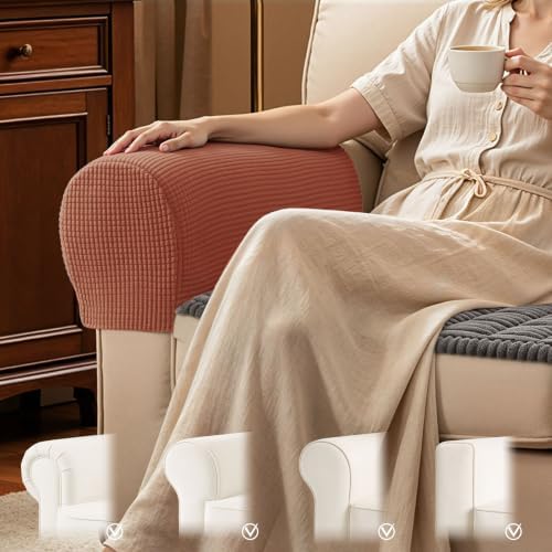 SUBRTEX Stretch Couch Arm Covers Set of 2, Non-Slip Sofa Armrest Slipcovers