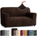 PAULATO Premium Stretch Couch Covers for Sofa - Sofa Chair Cover Washable, Dogs & Pets Friendly - Elastic Polyester Loveseat Slipcovers - Non-Slip Love Seat Couch Covers - Dark Brown (40"-63" Wide)