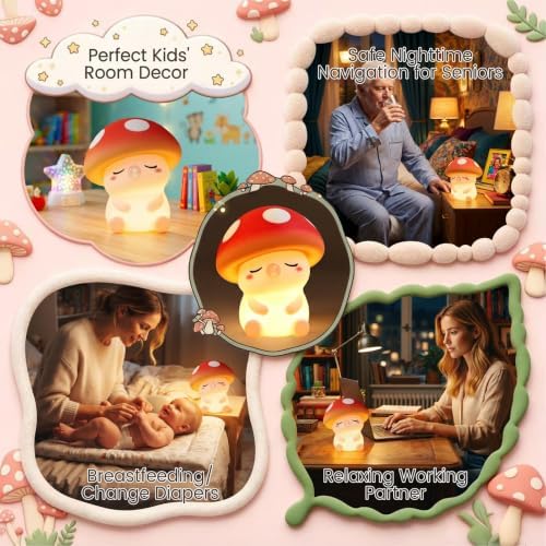 YR YRHH-PET Bubble Mushroom Cute Lamp, Squishy Night Light Mushroom Gifts