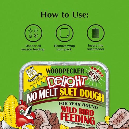 C&S Woodpecker Delight No Melt Suet Dough, Suet Cakes for Wild Birds