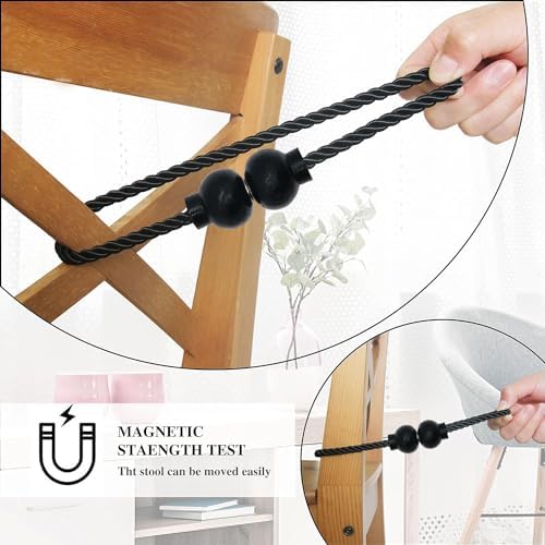 4Pcs Magnetic Curtain Tiebacks Modern Handmade Rope Curtain Tie Backs Black