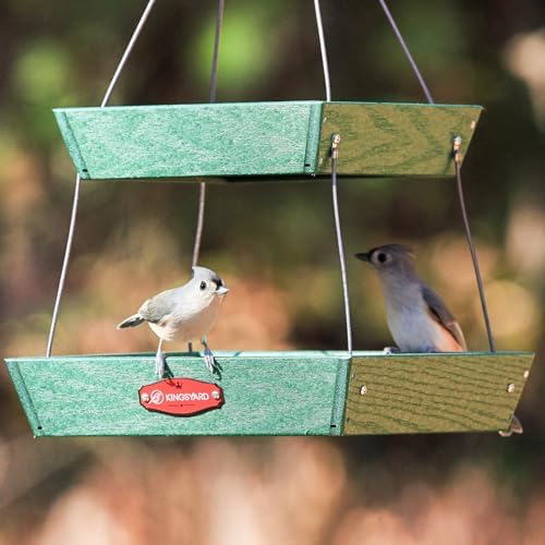 Kingsyard 2 Tier Platform Bird Feeder for Outdoors Hanging