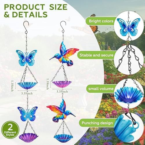 2 Pcs Mini Hanging Bird Bath, Bee Water Station, Butterfly & Hummingbird