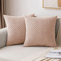 MIULEE Decorative Throw Pillow Covers 18x18 Pink Textured Corduroy