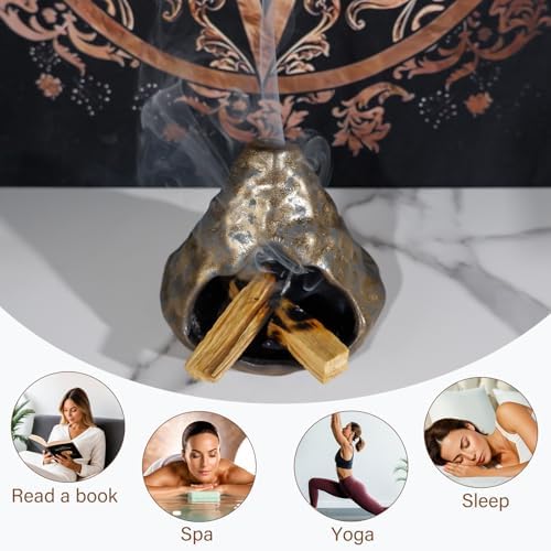 Black Gold Zongzi Shaped Clay Smudge Bowl,Ceramic Palo Santo & Sage Burner