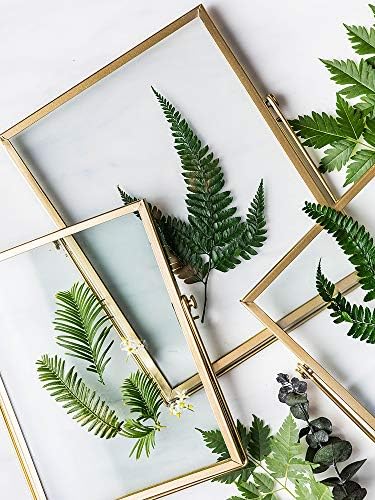 AceList Metal Picture Frames, Set of 3 Ornate Minimal Floating Edge Clear Glass Table Top Easel Stand Photo Frames in Gold, 5 x 7, Assortment Variety