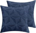 YEMYHOM Pack of 2 Throw Pillow Covers 18 x 18 Inch High Stretch Jacquard Pillowcase for Couch Sofa Living Room Home Decor, Navy