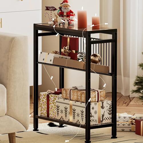 Narrow Side Table, 3-Tier End Table, Small Nightstand