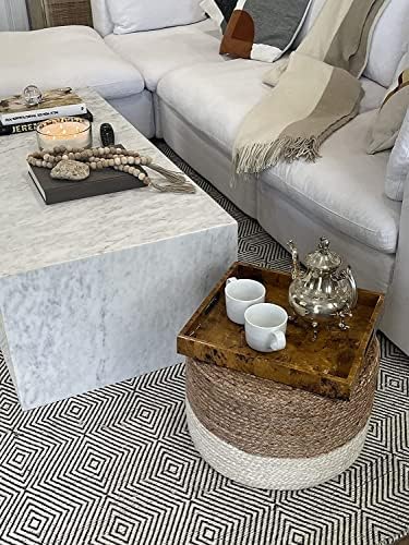 Pouf Ottoman 100% Jute Pouffe Natural Ivory (20"x20"x20")