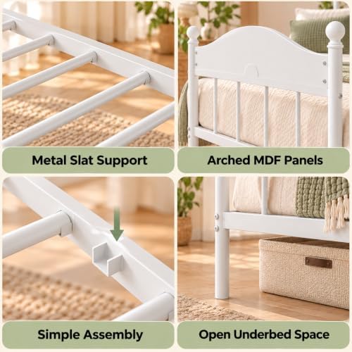 Twin Daybed with Trundle, Pull Out Guest Bed, Space Saving Twin Bed Frame