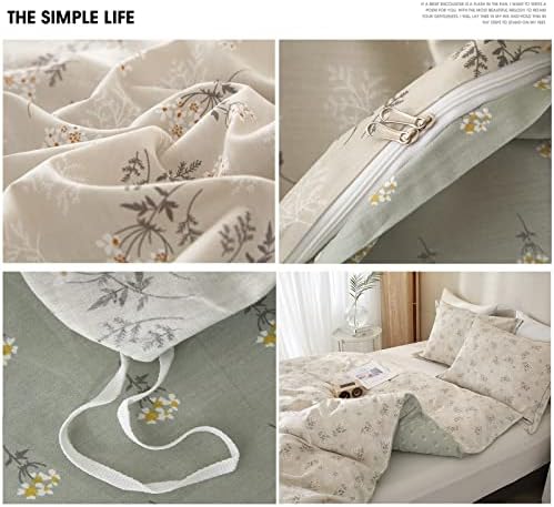 HighBuy Boho Cotton Floral Printed Pattern Bedding Set Twin for Kids Girls Garden Cute Comforter Quilt Duvet Covers with Zipper Closure Lightweight Soft Cottagecore Duvet Cover Sets Reversible