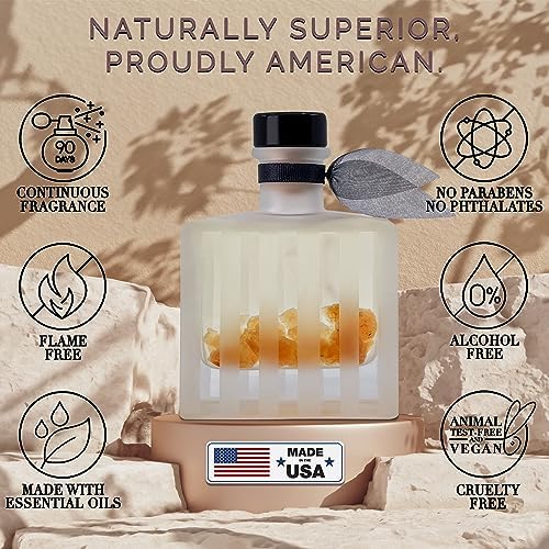 Reed Diffuser Set, Black Amber Scented Oil Diffuser with Sticks, Home Fragrance Accessories for Bathroom Shelf Decor, Aroma Diffusers for Home or Office Fall Decor, USA Made