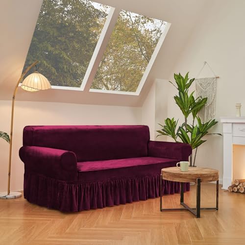 NICEEC Love Seat Couch Covers Loveseat Covers Universal Cover with Skirt
