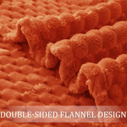 Exclusivo Mezcla 3D Fleece Twin Size Blanket for Bed, Burnt Orange