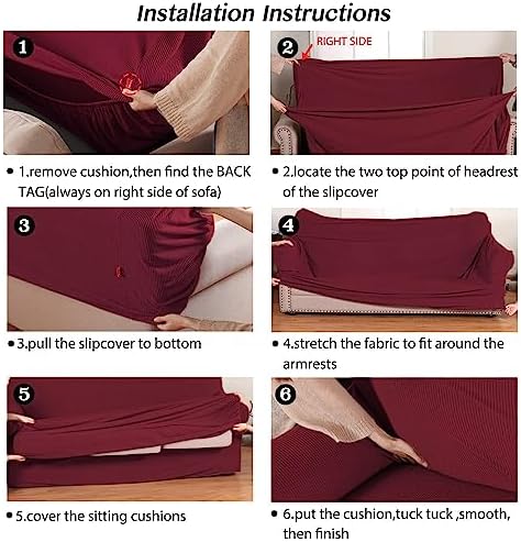 Turquoize 2 Piece Chair Covers Chair Slipcovers For Living Room Armchair Sofa Covers Chair Couch Cover with Arms Washable Furniture Protector for Chairs Feature Thick Jacquard Fabric (Chair, Burgundy)