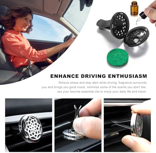 KVAEY 2PCS 30mm Car Diffuser Vent Clips, Tree of Life Aromatherapy Essential Oil Diffuser Locket with 12 Felt Pads, Stainless Steel Car Diffuser Locket Air Freshener (Style 3)