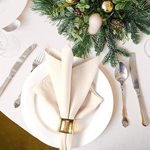 Ramanta Home Set of 12 Polyester Cloth Napkins 18x18 Inches, Beige