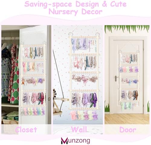 Munzong Headband Holder 52x17 inch, 2 Pack Bow Organizers for Baby Girls