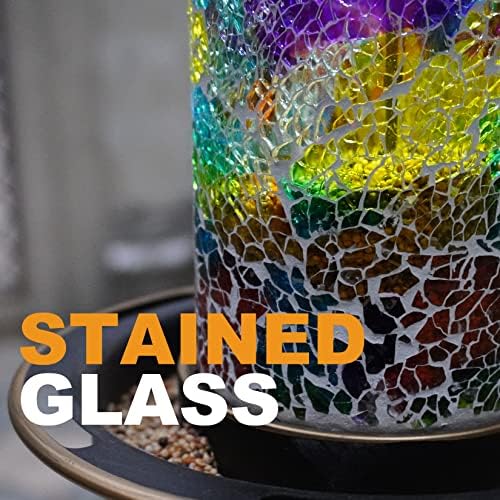 Solar Bird Feeder for Outdoor Hanging Stained Glass, Tesserae