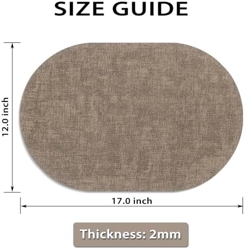 Faux Leather Oval Placemats Set of 6, Dark Brown