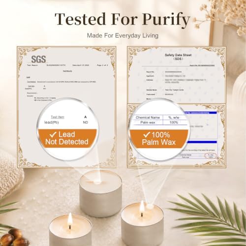 Tea Lights Candles 8 Hours, 100 Pack Palm Wax Tealight